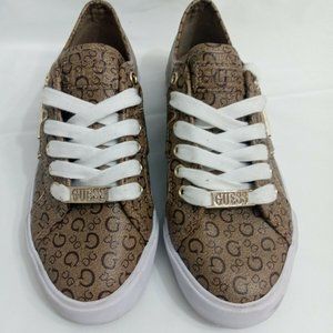 Guess (Sz 5.5) Women's Brown Casual Lace Up Sneakers Shoes